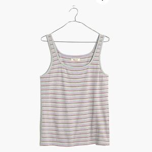 Madewell Square Neck Tank Top Blue Stripe Size XS